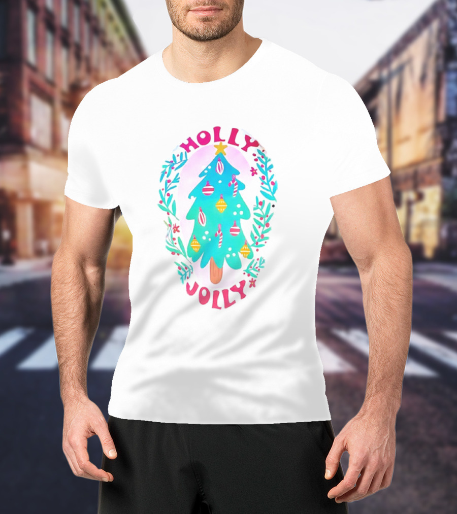 Holly Jolly Christmas Tree With Ornaments And Foliage T-Shirt