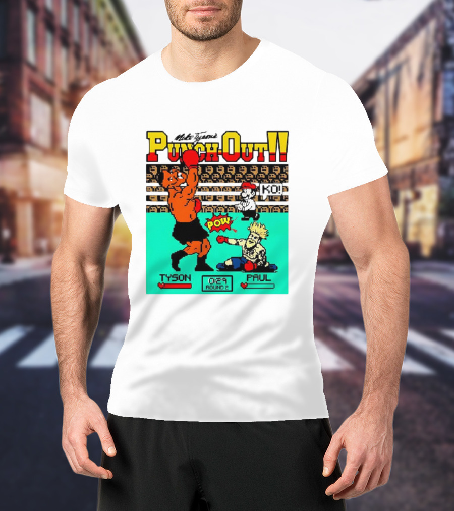 Mike Tyson’s Punch-Out KO Tyson POW Paul Round 2 Retro Game Boxing Match T-Shirt