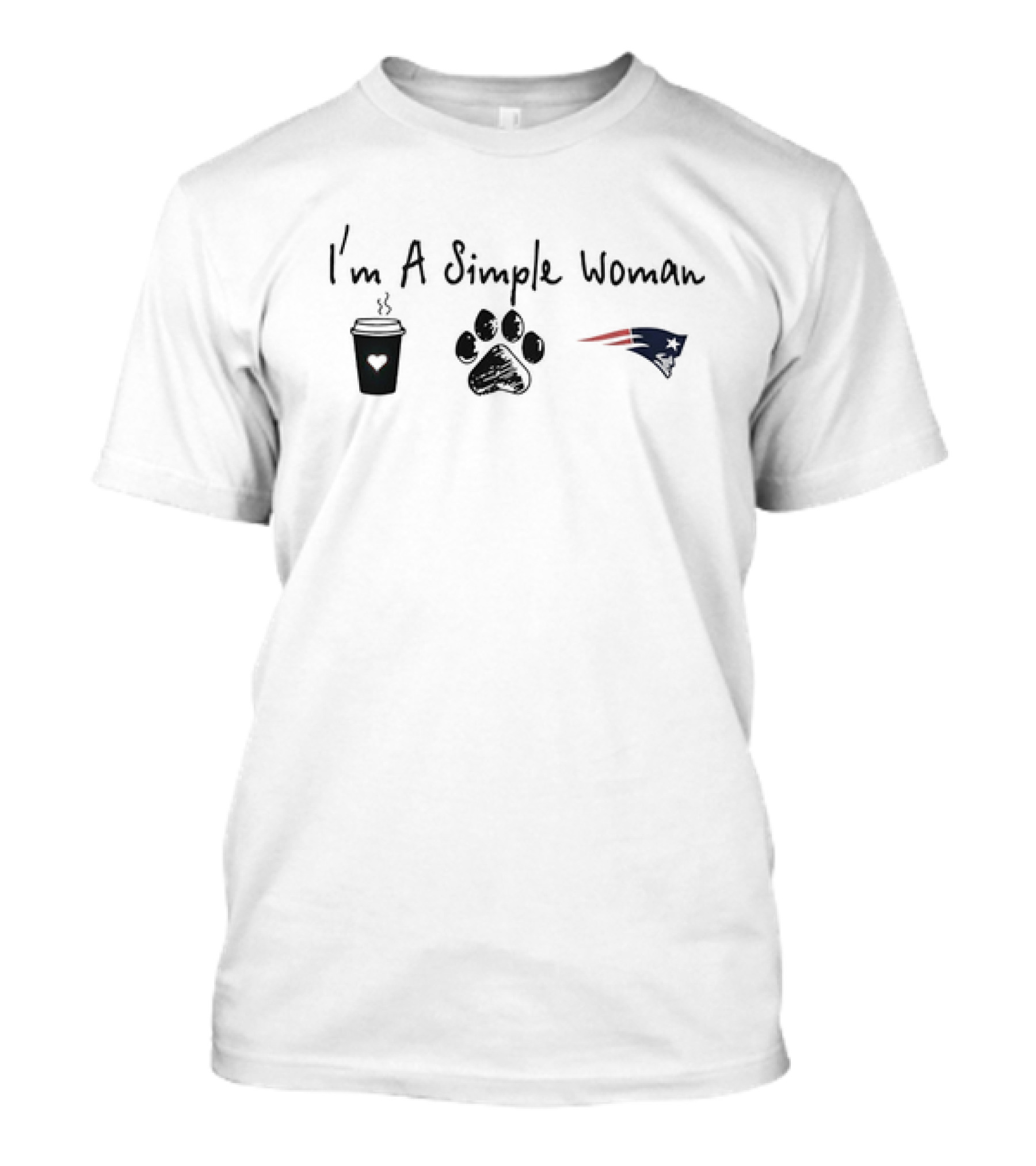 I’m A Simple Woman Coffee Paw Print New England Patriots T-Shirt
