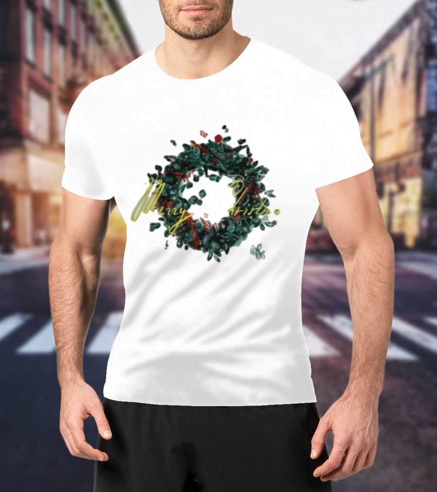Merry Christmas Outdoor Wreath T-Shirt