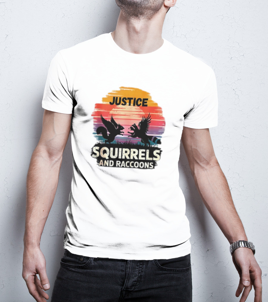 Justice For Peanut The Squirrel And Fred The Raccoon Retro Sunset T-Shirt
