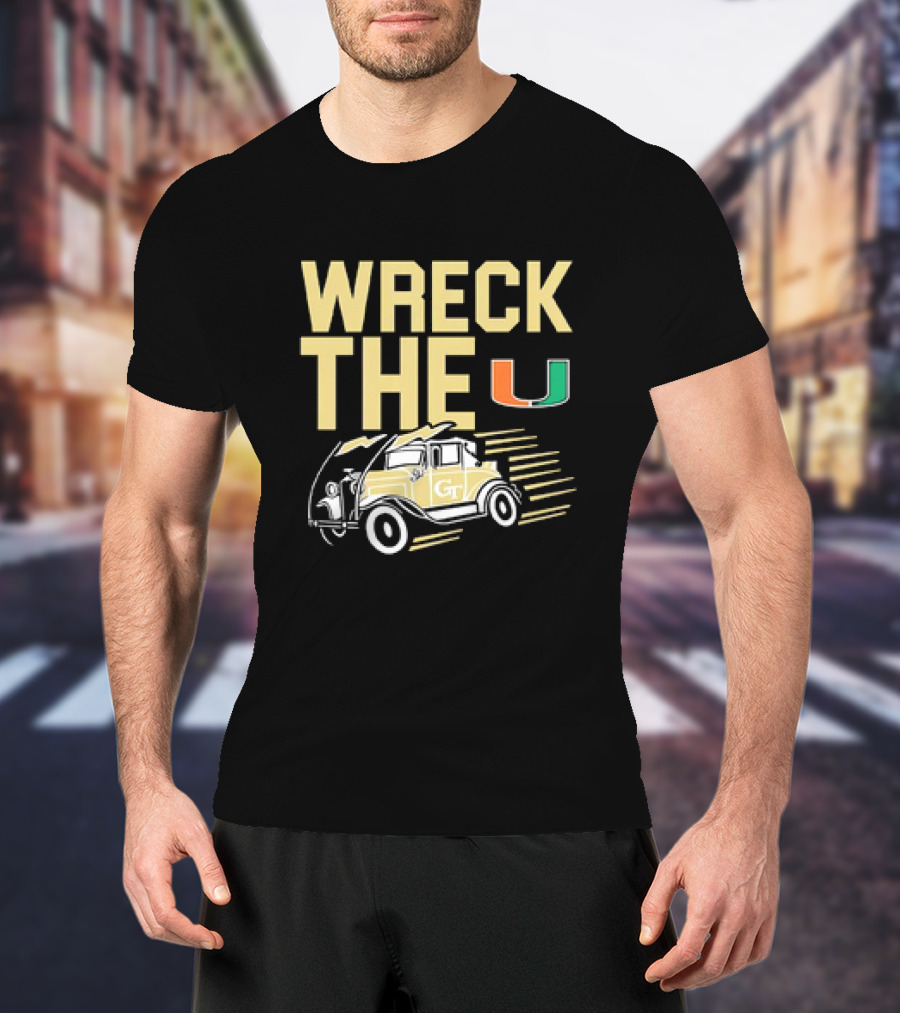 Wreck The U Georgia Tech Yellow Jackets GT Vintage Car Miami T-Shirt