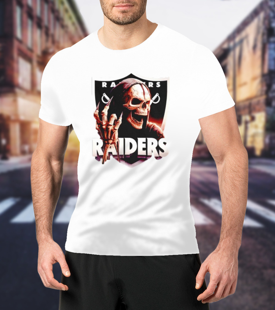 Skeleton Raiders Shield With Crossed Swords T-Shirt