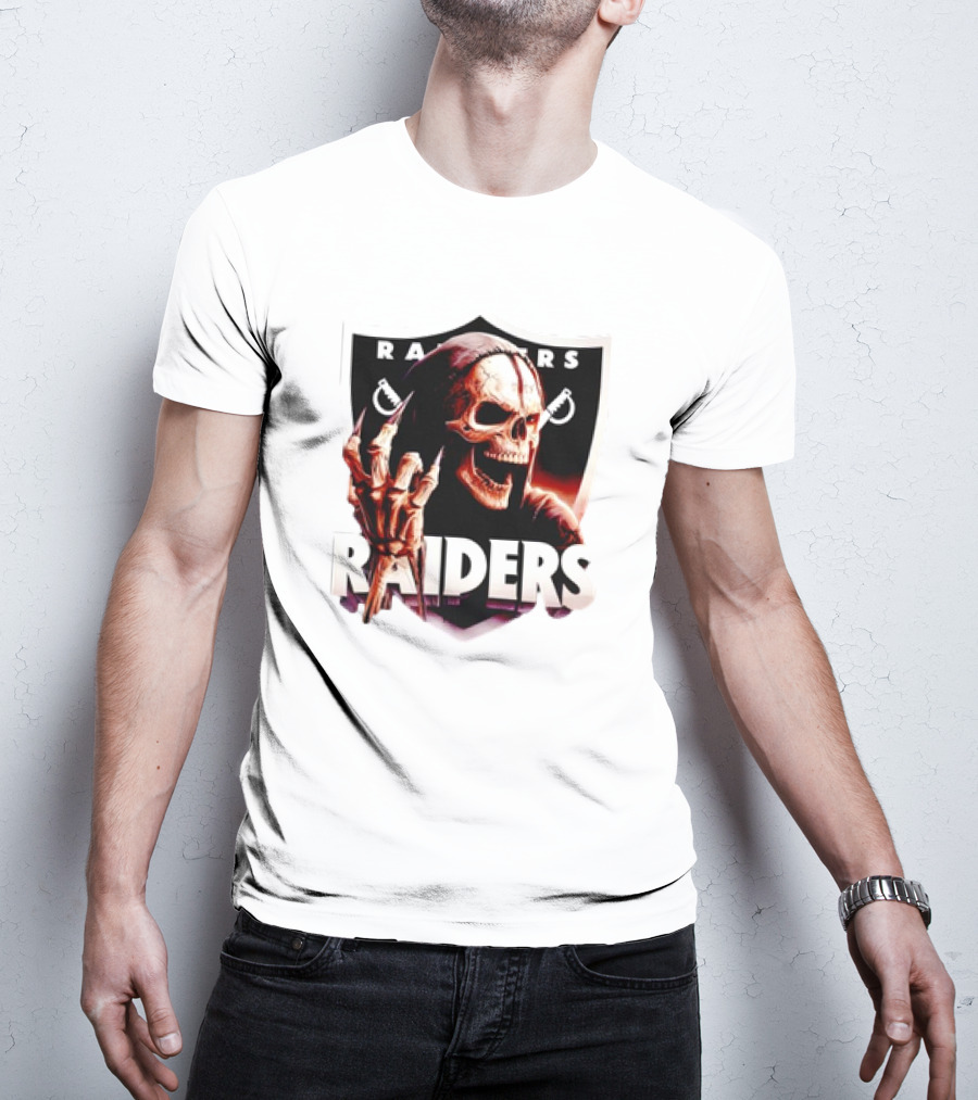 Skeleton Raiders Shield With Crossed Swords T-Shirt