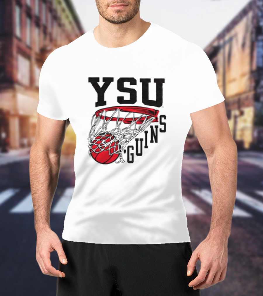 YSU Guins Basketball Hoop Retro T-Shirt