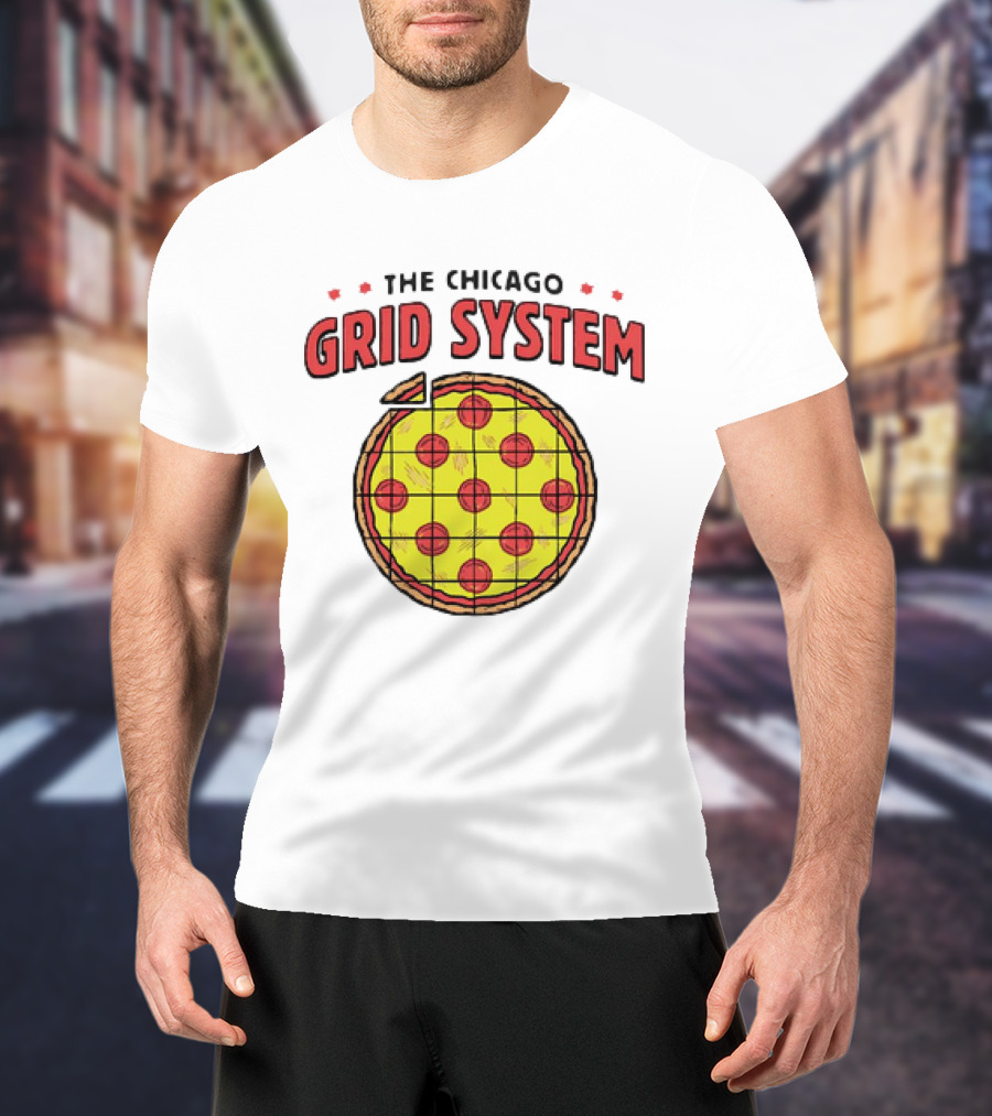 The Chicago Grid System Pizza Slice T-Shirt