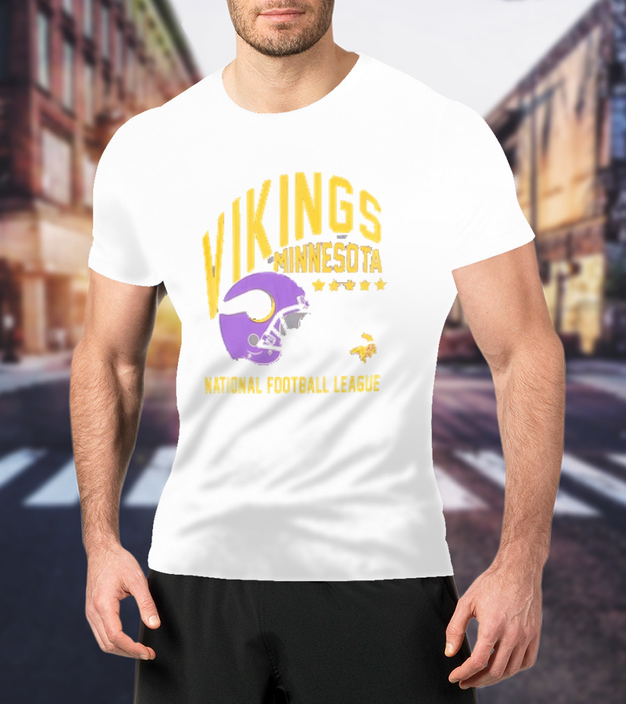 Minnesota Vikings National Football League Helmet Stars T-Shirt