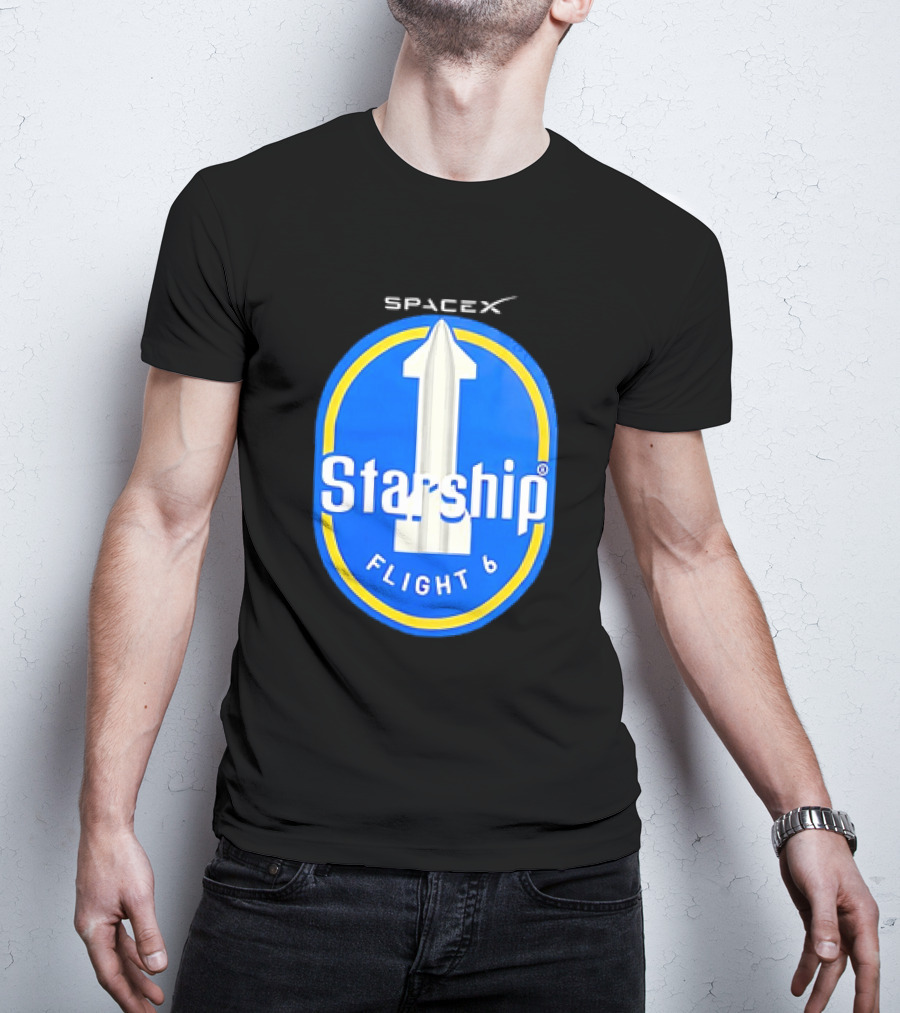 SpaceX Starship Flight 6 Emblem With Rocket T-Shirt