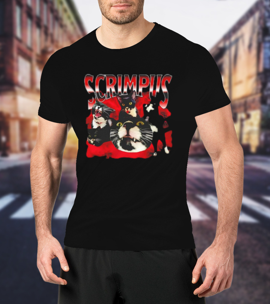 Scrimpus Cat Collage With Black And White Tuxedo Cats T-Shirt