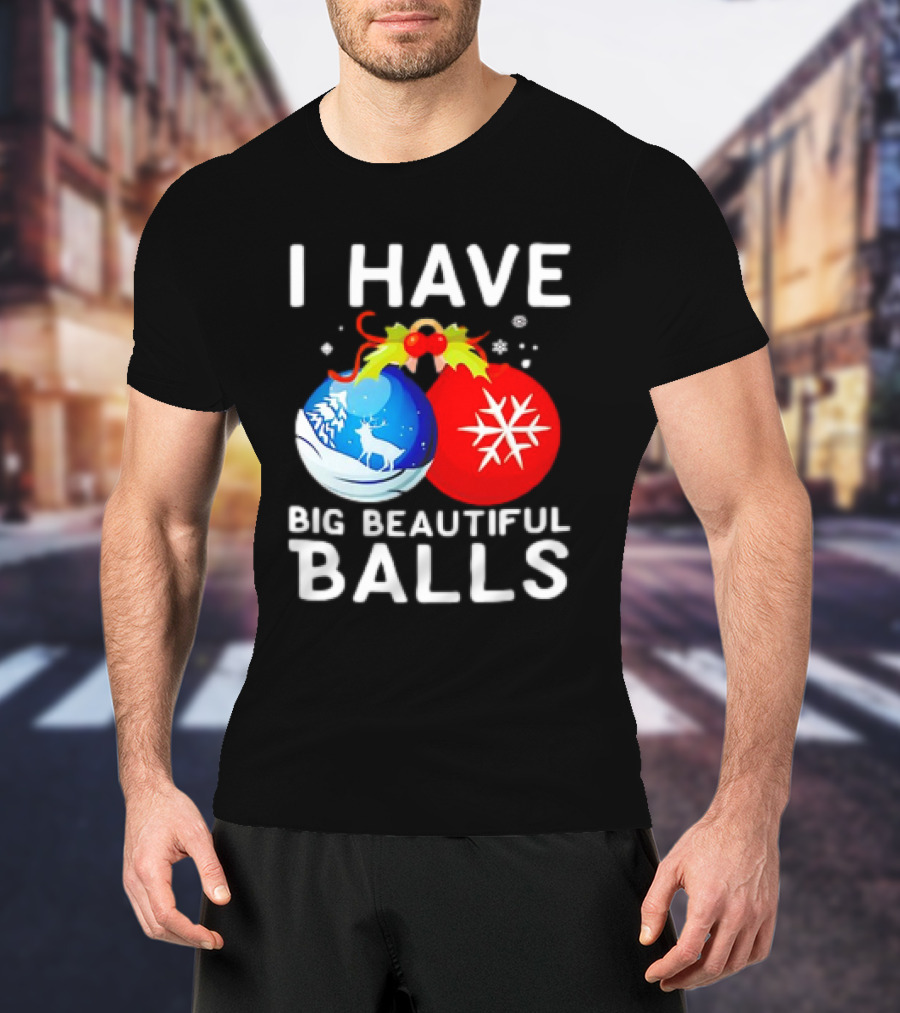I Have Big Beautiful Balls Christmas Ornaments Snowflakes Reindeer T-Shirt