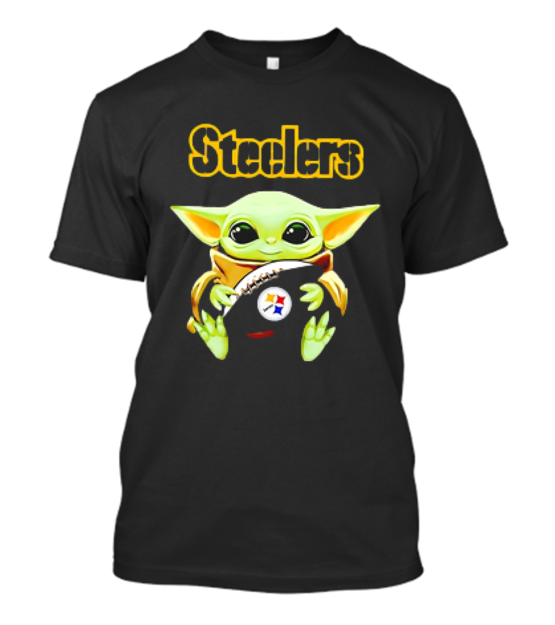 Baby Yoda Hugging Pittsburgh Steelers Football T-Shirt