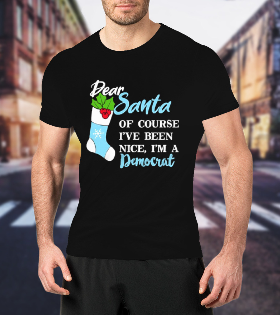 Dear Santa Of Course I’ve Been Nice I’m A Democrat Stocking Snowflake T-Shirt