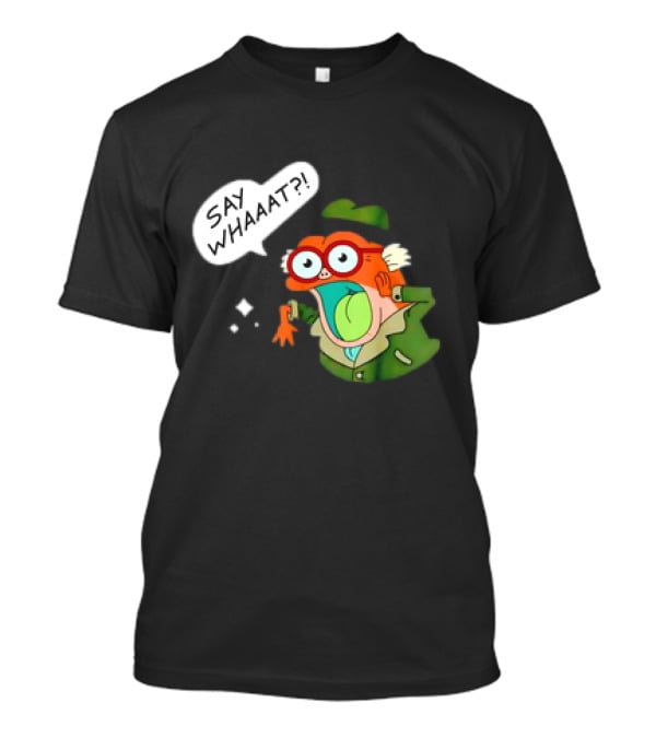 Hop Pop Plantar Amphibia Say Whaaaat Frog Cartoon Character Reaction T-Shirt
