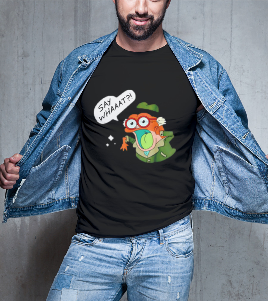 Hop Pop Plantar Amphibia Say Whaaaat Frog Cartoon Character Reaction T-Shirt