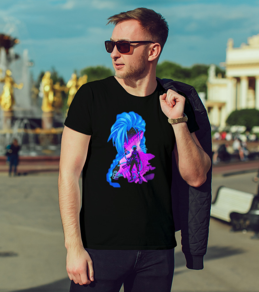 Jinx Arcane League Of Legends Iconic Silhouette With Blue Hair T-Shirt