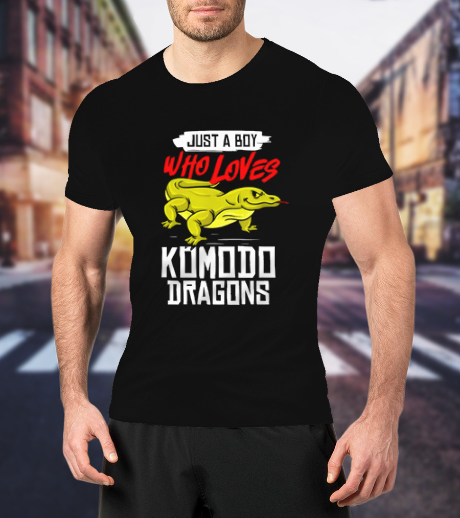 Just A Boy Who Loves Komodo Dragons With Yellow Lizard T-Shirt