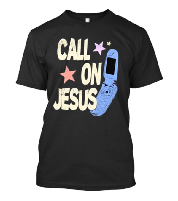 Call On Jesus Stars Vintage Flip Phone Retro Casual T-Shirt