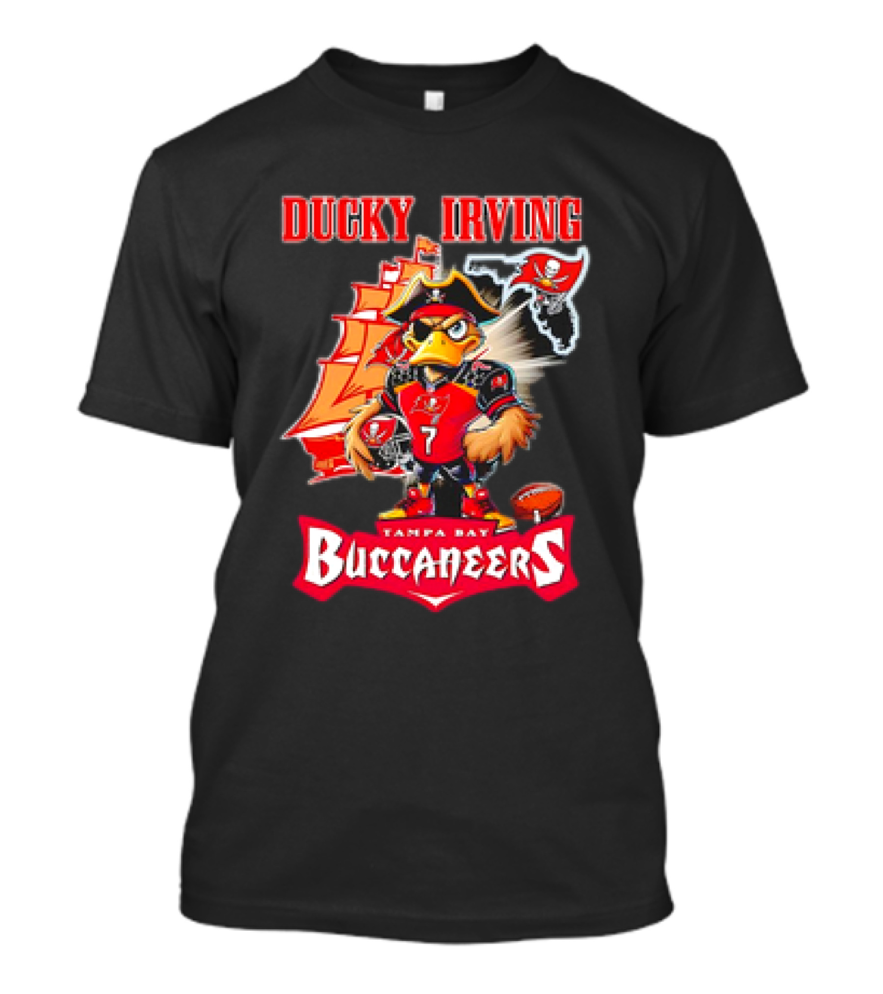 Ducky Irving Tampa Bay Buccaneers 7 Pirate Ship Football Character T-Shirt