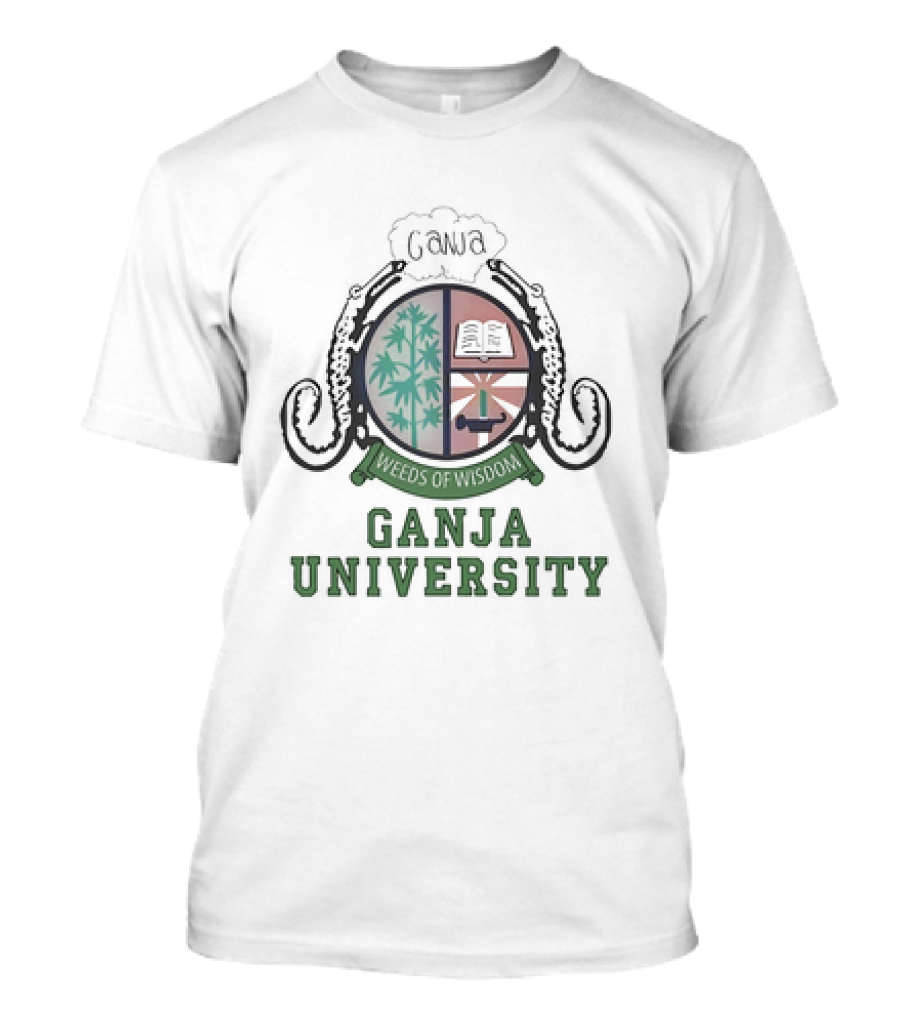Ganja University Weeds Of Wisdom Crest Emblem T-Shirt