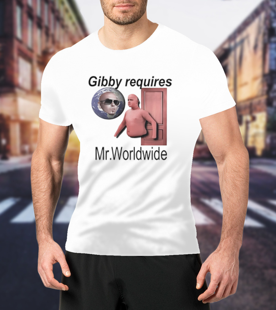 Gibby Requires Mr. Worldwide Door Meme T-Shirt