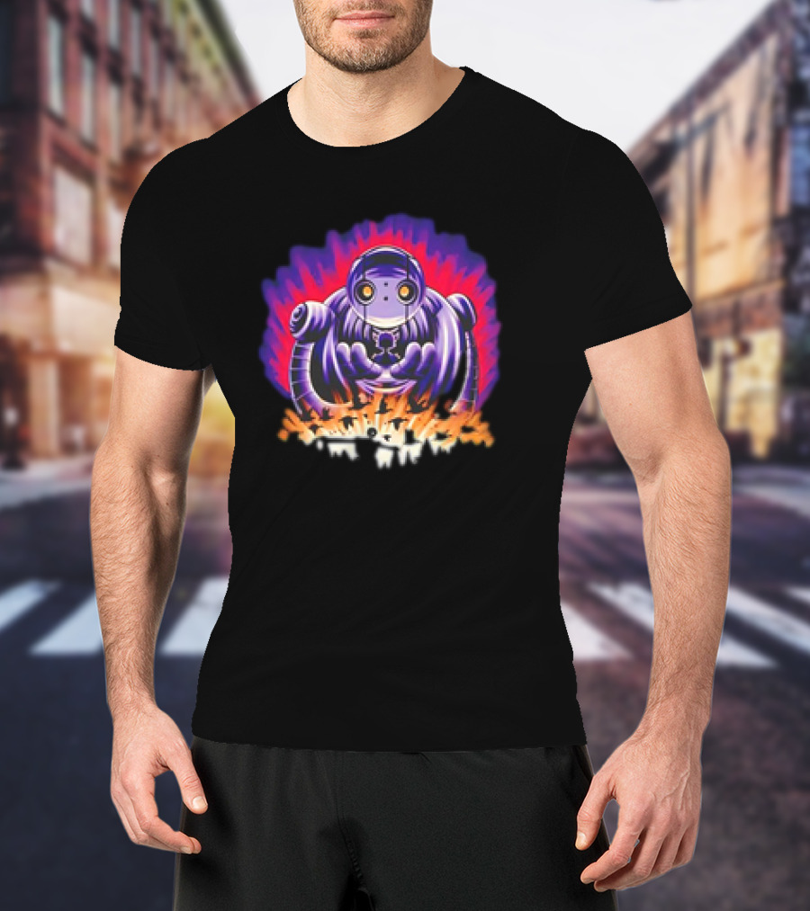 The Wild Robot Surrounded By Flames And Vibrant Aura Wild And Free T-Shirt