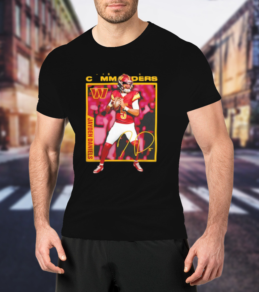 Jayden Daniels Washington Commanders Signature Football T-Shirt