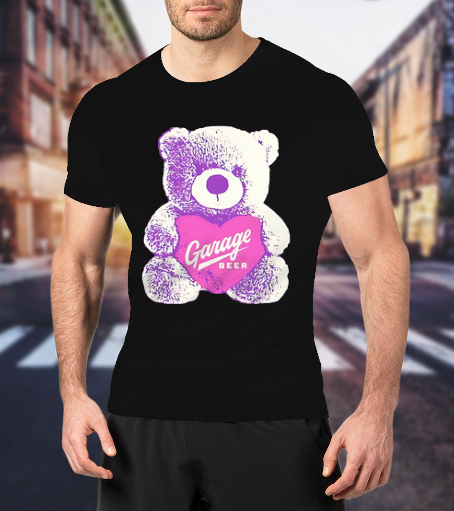 Garage Beer Teddy Bear Heart Retro Plush T-Shirt
