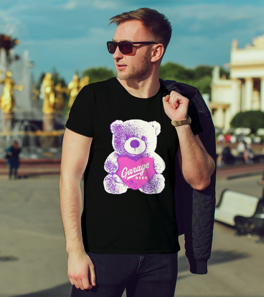 Garage Beer Teddy Bear Heart Retro Plush T-Shirt
