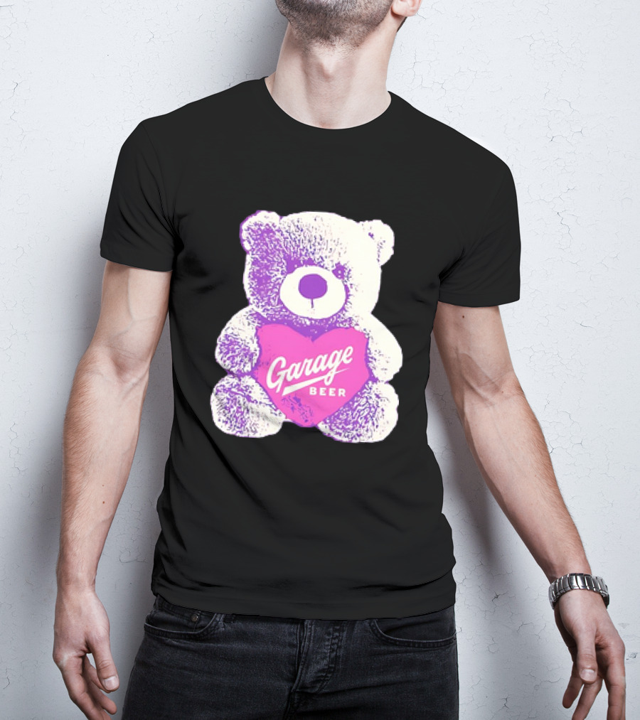 Garage Beer Teddy Bear Heart Retro Plush T-Shirt