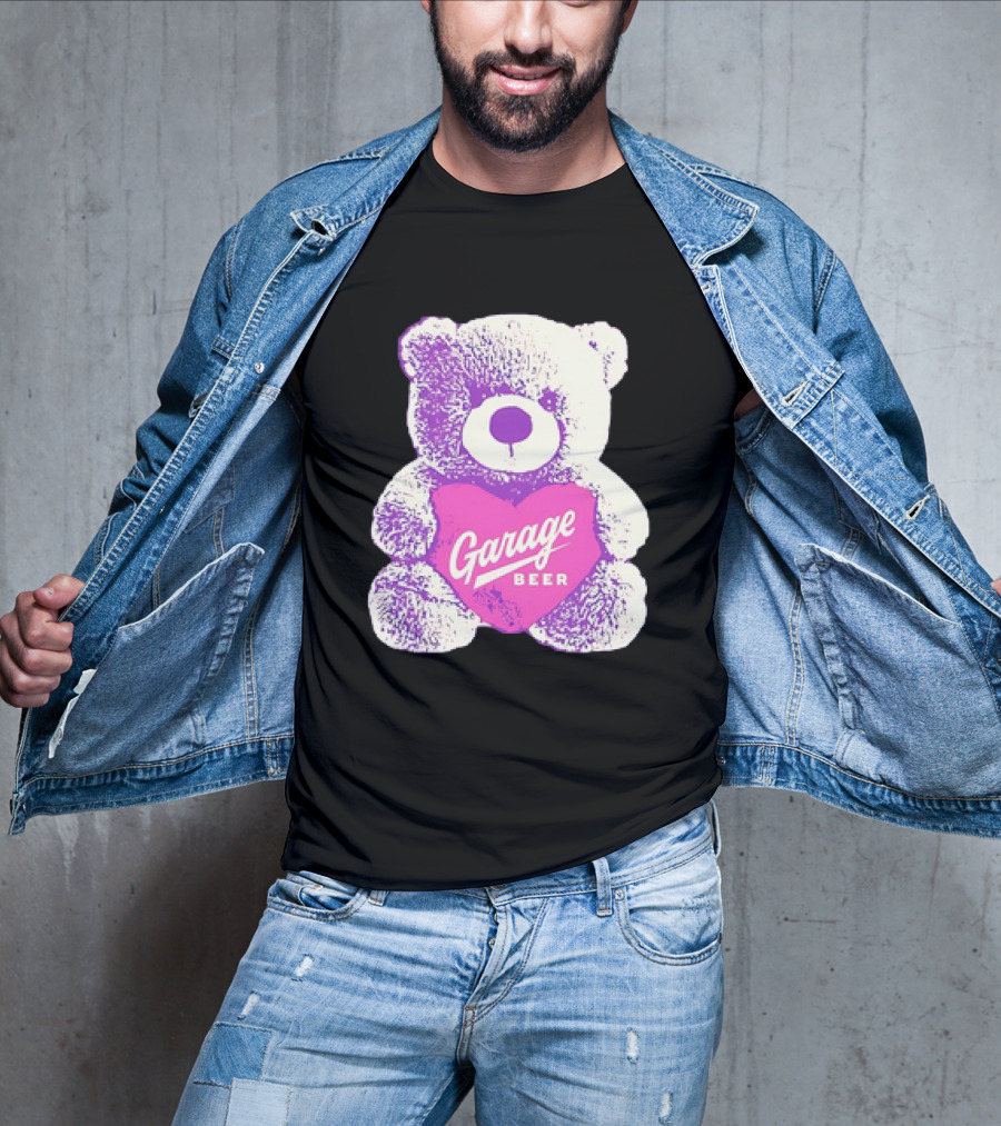 Garage Beer Teddy Bear Heart Retro Plush T-Shirt