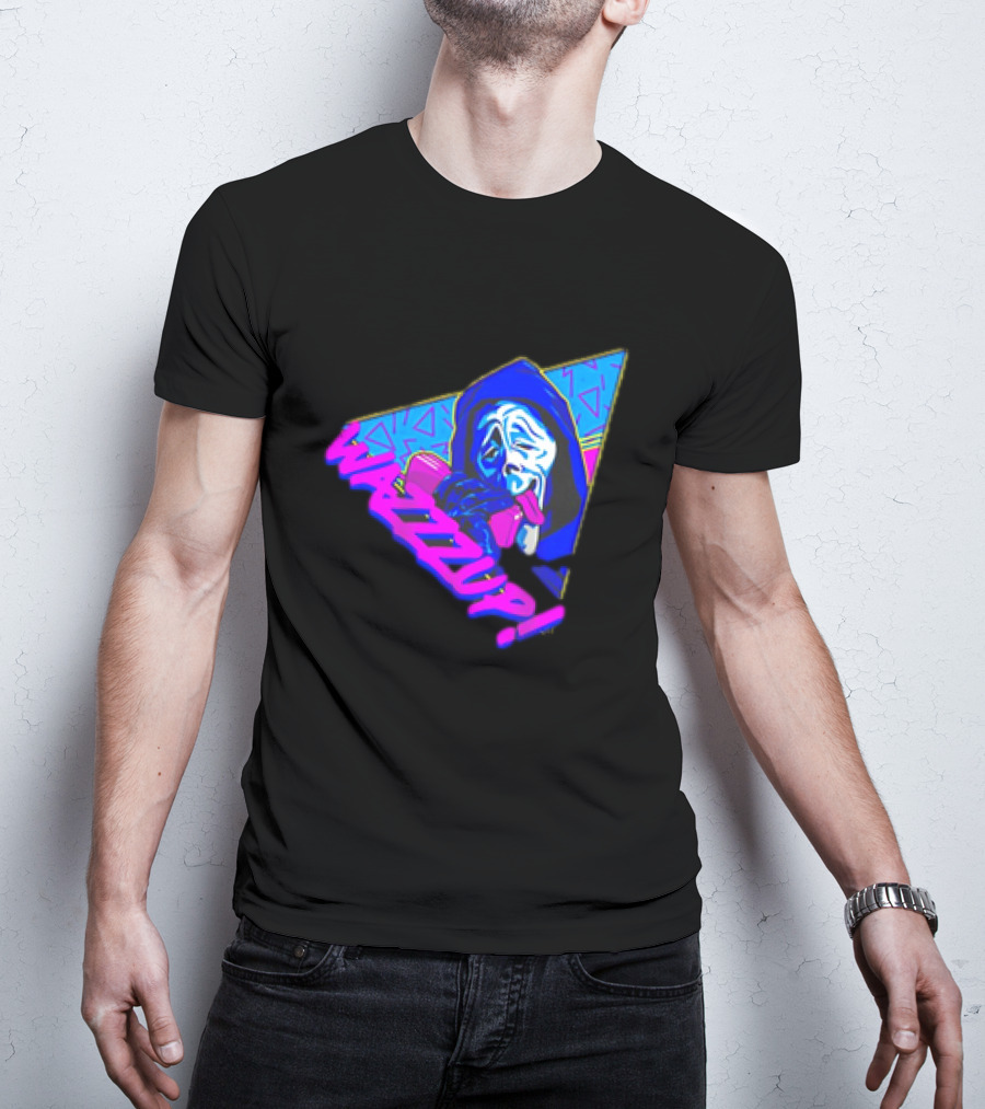Ghostface Scream Wazzup 90s Neon Vibes T-Shirt