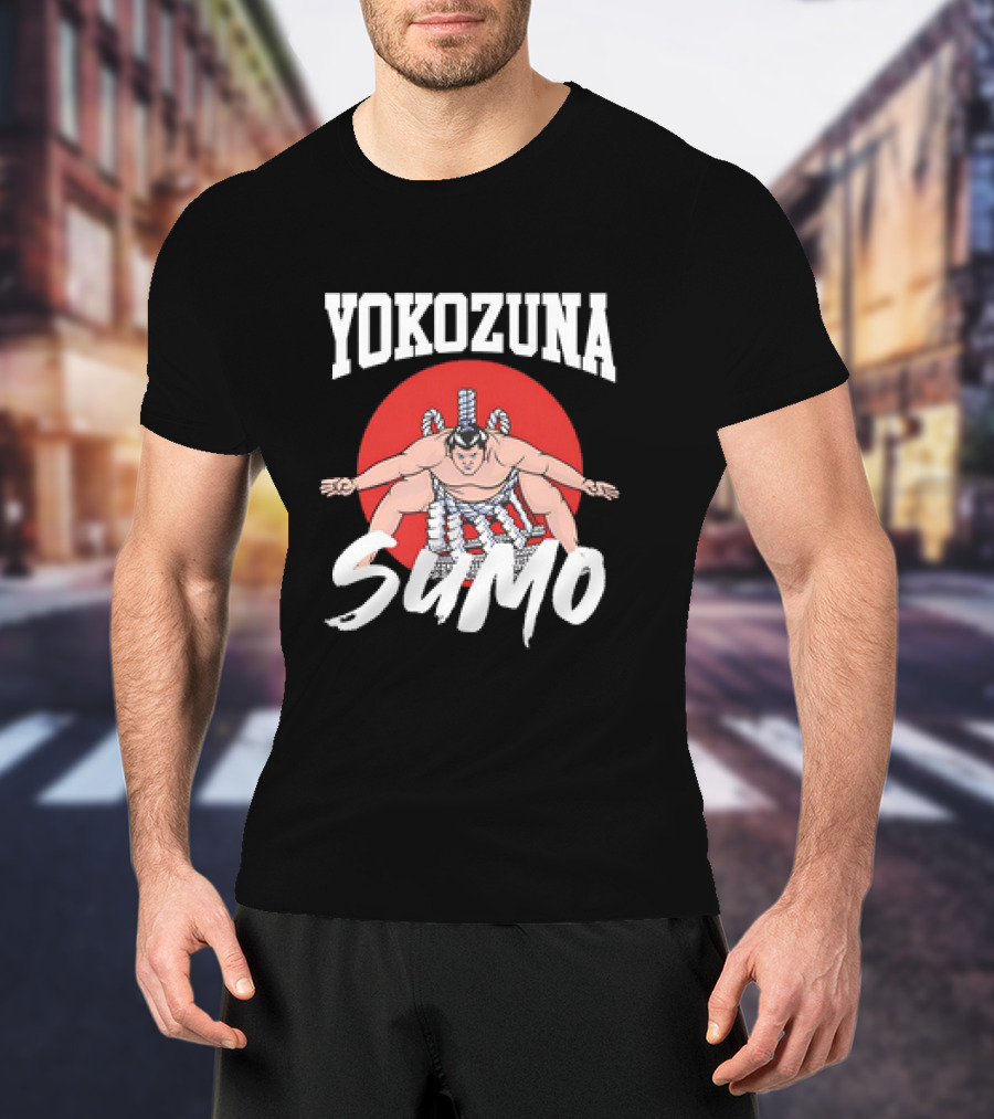 Yokozuna Sumo Japan Vintage Red Sun Background T-Shirt