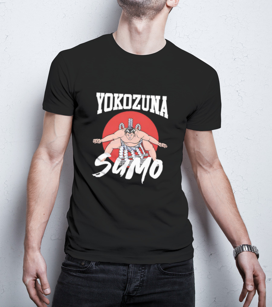 Yokozuna Sumo Japan Vintage Red Sun Background T-Shirt