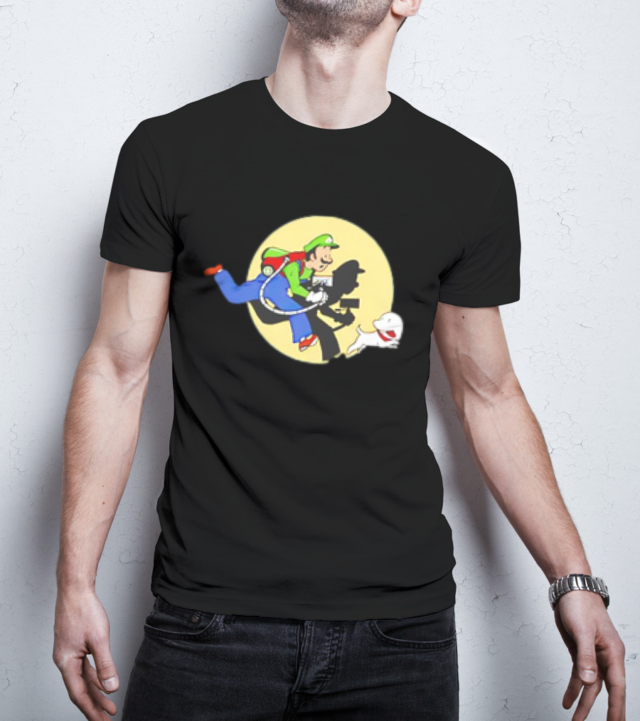 Luigi’s Mansion X The Adventures Of Tintin Luigi And Snowy Shadow Scene T-Shirt
