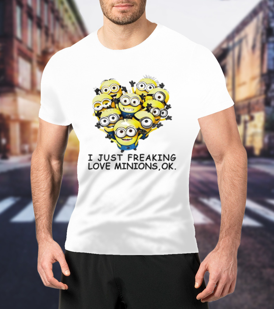I Just Freaking Love Minions OK Heart-Shaped Minion Group T-Shirt