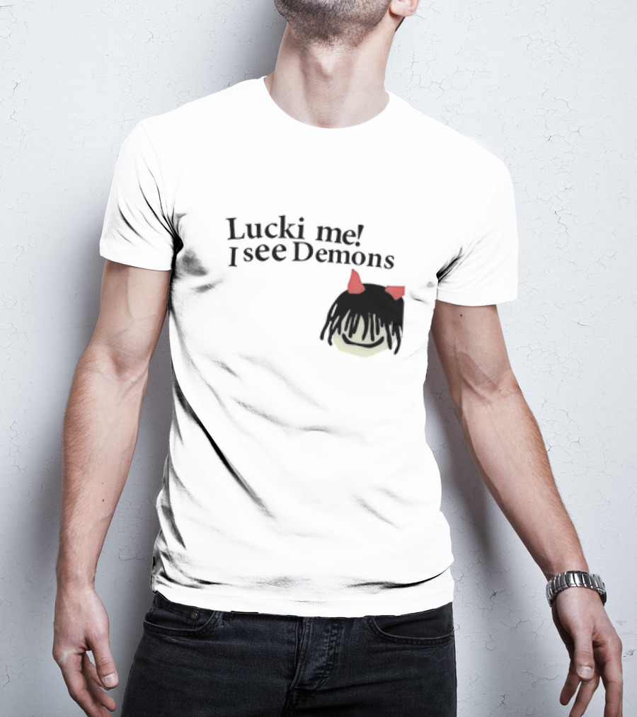 Lucki Me I See Demons Black Hairstyle Red Horns Face T-Shirt