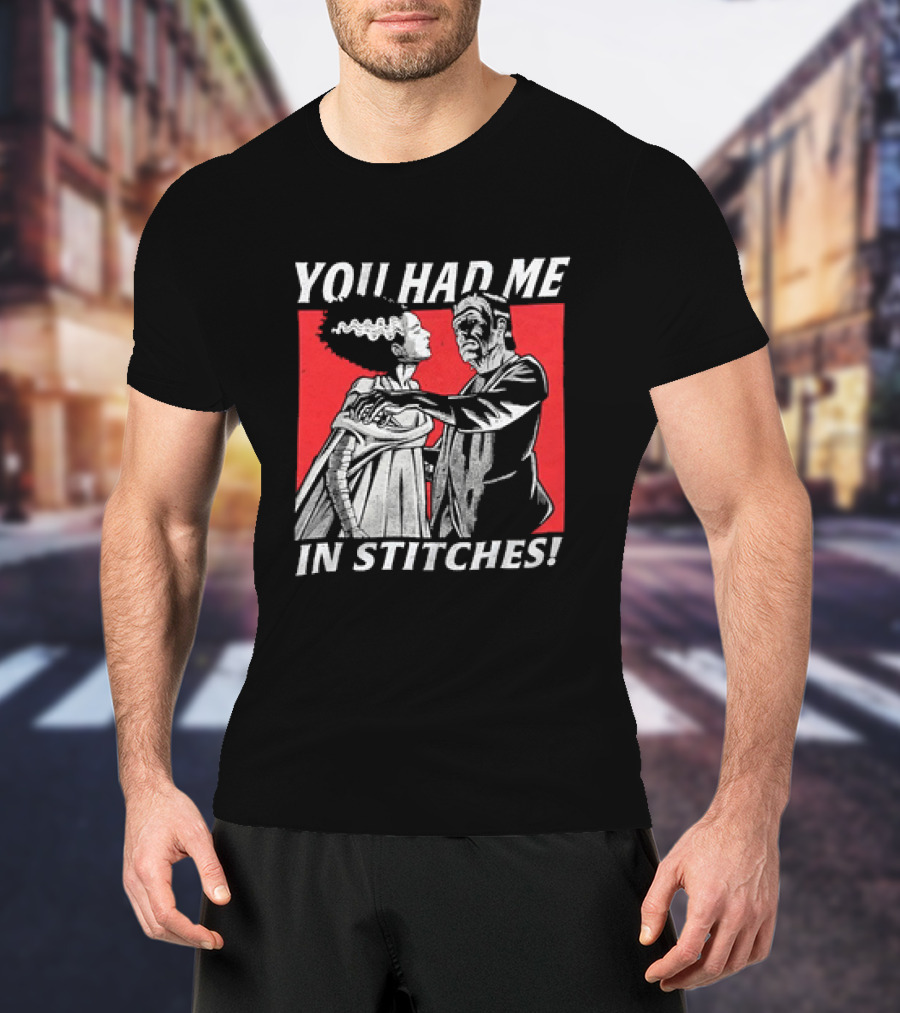 Frankenstein And The Bride You Had Me In Stitches Retro Monster Dance T-Shirt
