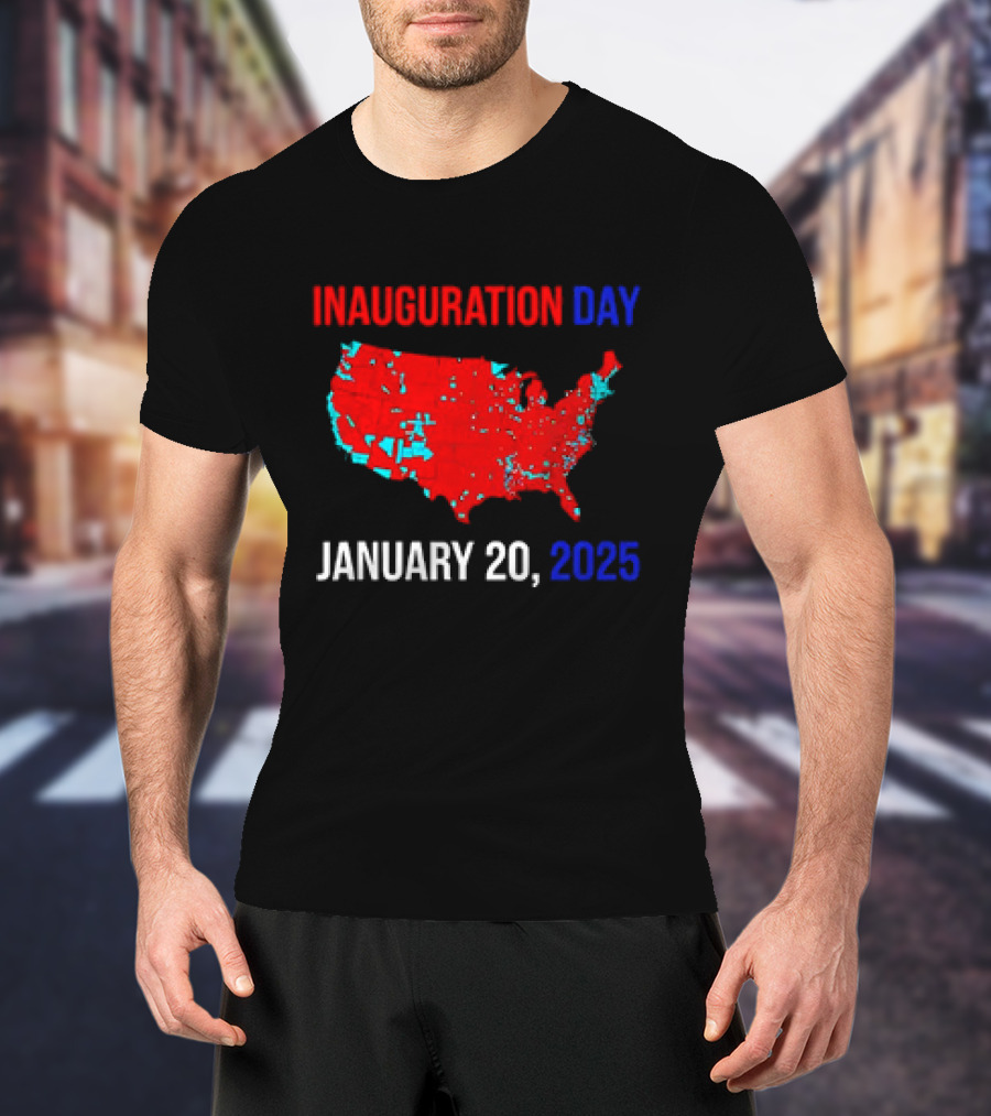 INAUGURATION DAY JANUARY 20, 2025 USA Map Red Blue T-Shirt
