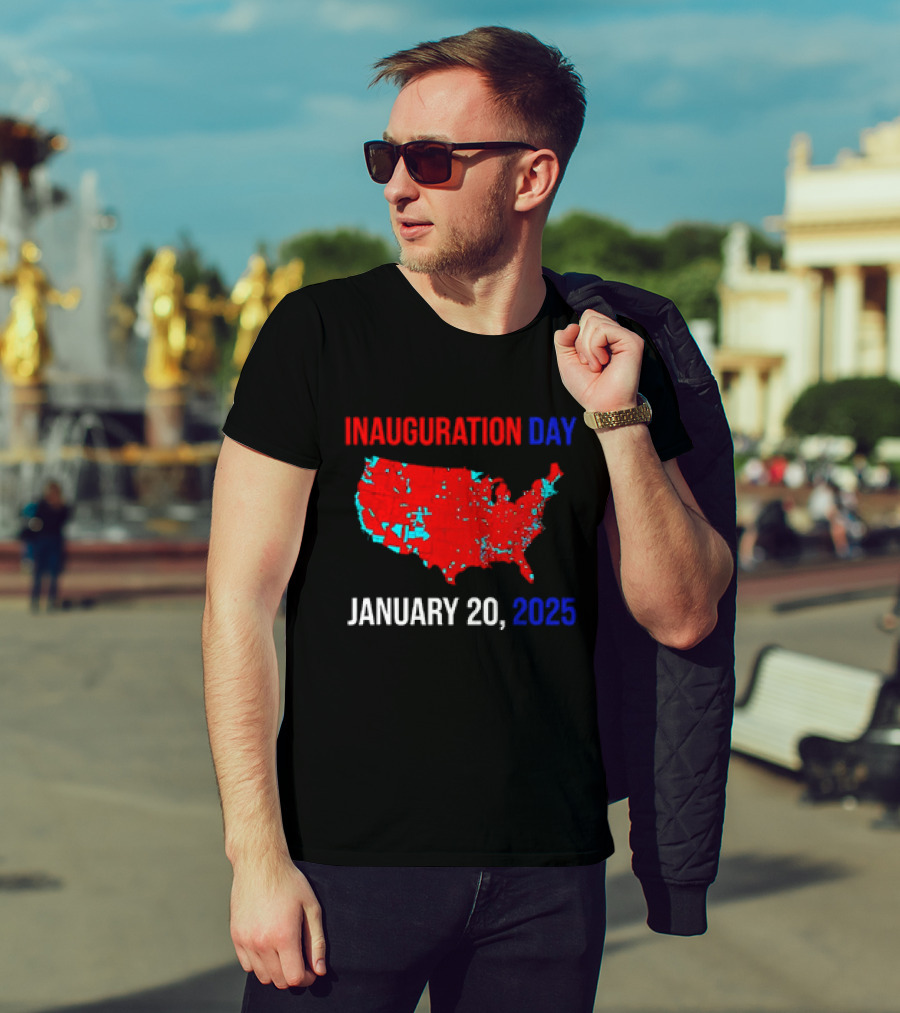 INAUGURATION DAY JANUARY 20, 2025 USA Map Red Blue T-Shirt