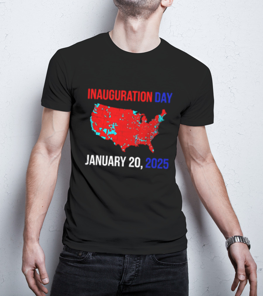 INAUGURATION DAY JANUARY 20, 2025 USA Map Red Blue T-Shirt