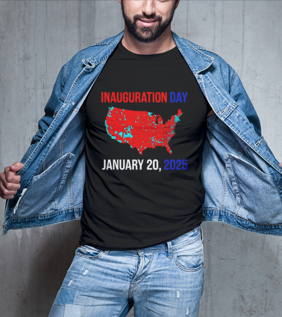 INAUGURATION DAY JANUARY 20, 2025 USA Map Red Blue T-Shirt