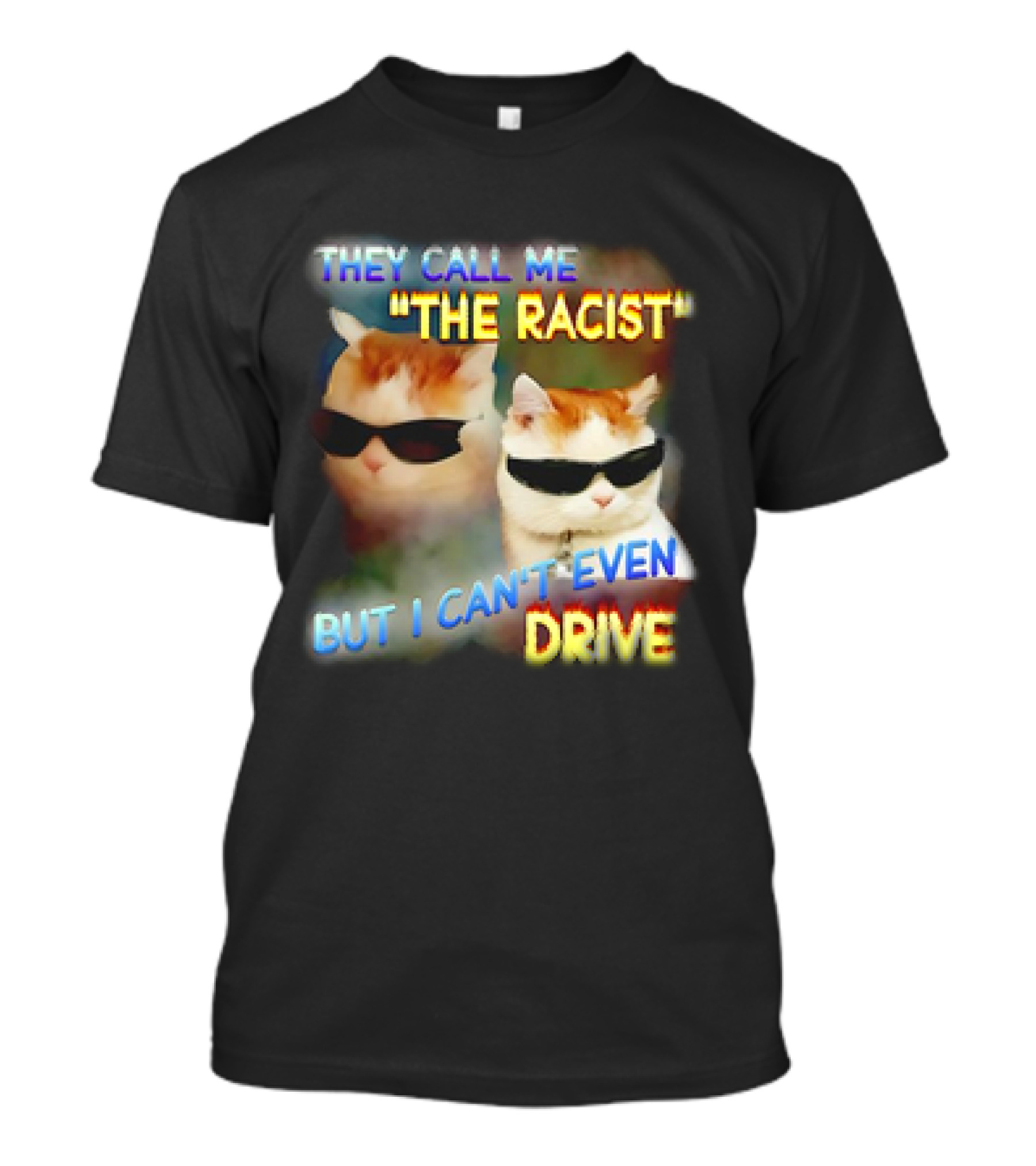 They Call Me 'The Racist' But I Can't Even Drive Cool Sunglasses Cat Duo T-Shirt