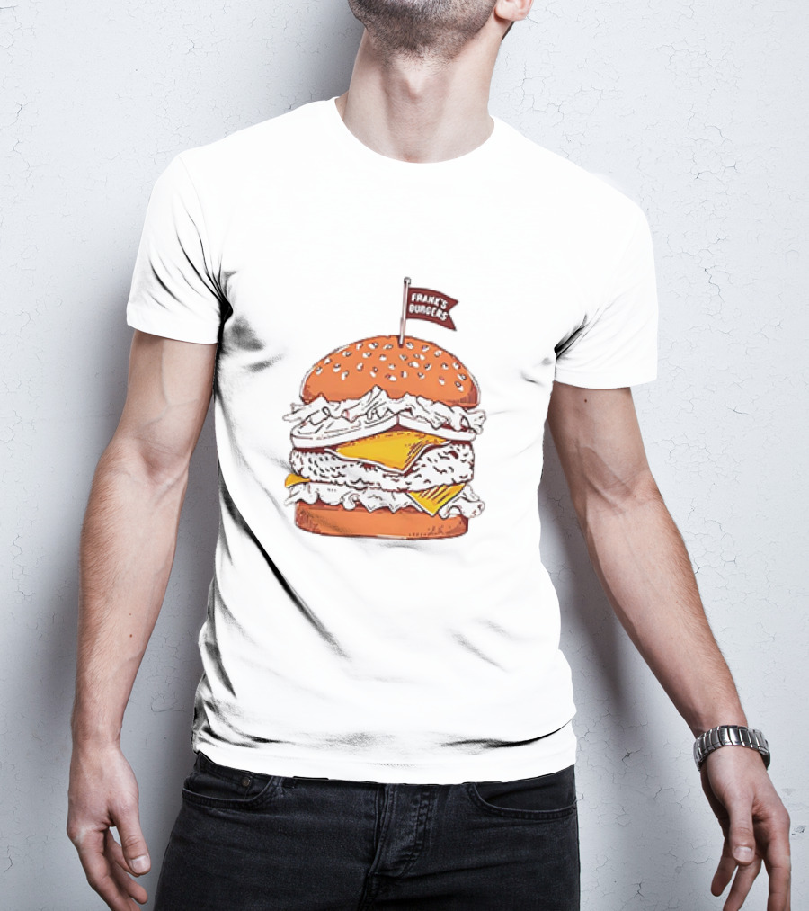 Frank’s Burgers Cheeseburger With Lettuce And Flag T-Shirt
