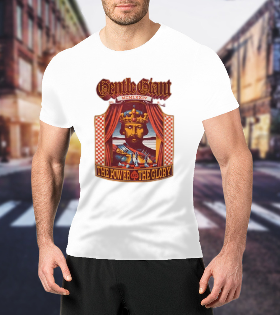 Gentle Giant MCMLXXIV The Power And The Glory King Chessboard Curtain T-Shirt