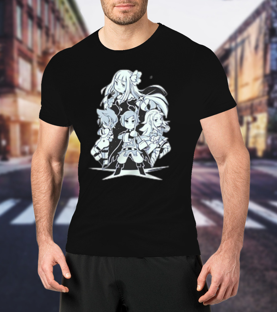 Bravely Default I'm Going All Out Anime Style Character Ensemble T-Shirt