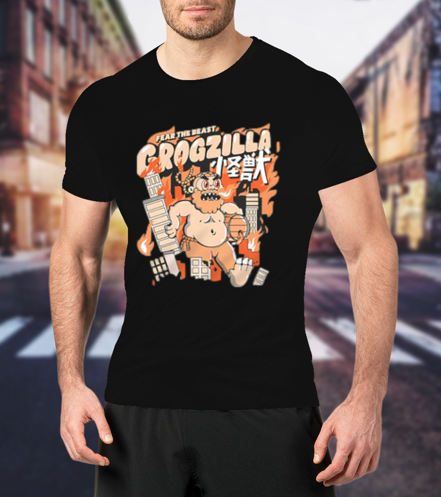 Fear The Beast Grogzilla Rampages Through Urban Chaos T-Shirt