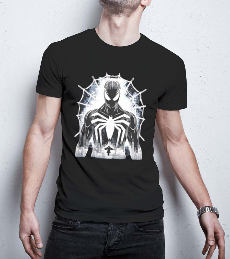 Spider-Man Noir Venom Symbiote Urban Web Cityscape T-Shirt