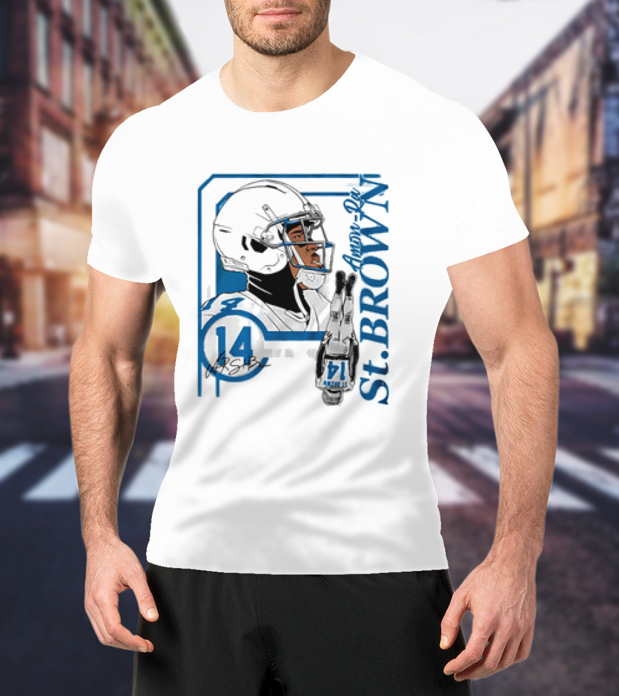 Amon-Ra St. Brown 14 Detroit Lions NFL Football Vintage Collage T-Shirt