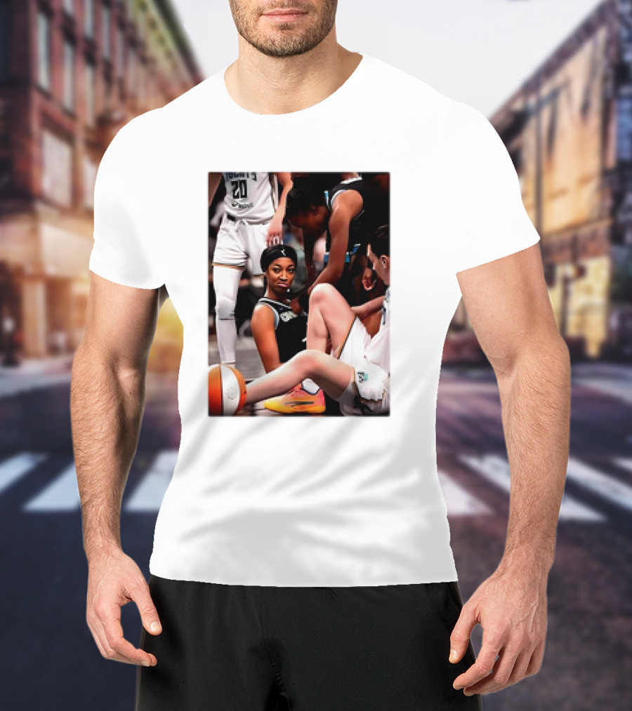 Angel Reese Determined Poised Basketball Court Moment T-Shirt