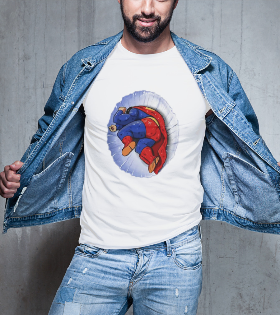 Superman X Yamcha Fallen Hero Parody Crossover T-Shirt